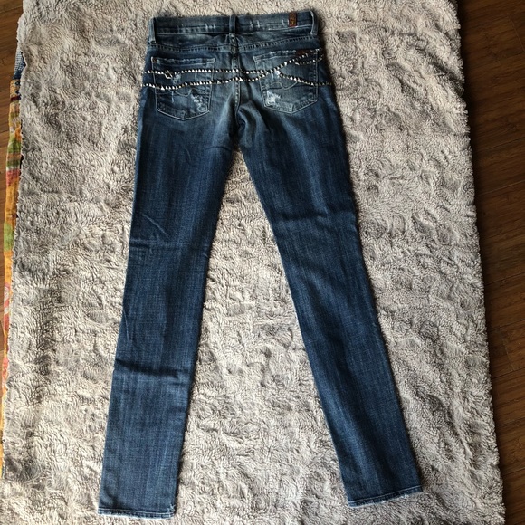 ❌❌SOLD❌❌. 7FAMK Roxanne Crystal Encrusted jeans with Swarovski Crystal - Picture 5 of 8